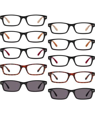 LUR Reading Glasses 10 Pack for Men & Women | Spring Hinges Readers & Sunglasses +2.50 | Stylish Multi-Color Mix - R055 - Buy Online on GoSupps.com