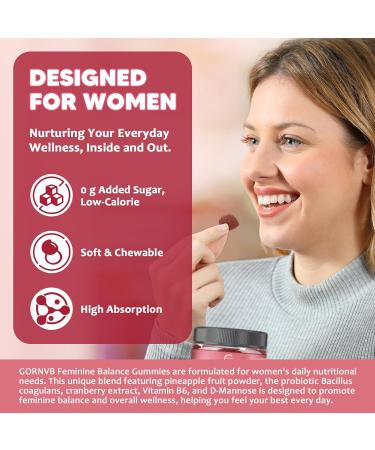 (2 Pack) Premium Feminine Balance Gummies for Women Support pH Balance & Vaginal Probiotics Health Gummies with Cranberry Pineapple Powder D-Mannose Sugar Free Gluten Free Vegan 60 Count (Pack of 2) - Buy Online on GoSupps.com