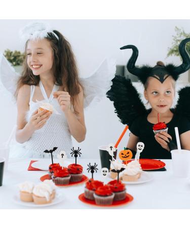 50 PCS Plastic Halloween Cupcake Topper Ghost Cupcake Picks Toothpicks Pumpkin Spider Bat Skull Cake Toppers Food Decor for Kids Halloween Theme Birthday Party Baby Shower Decorations Supplies - Buy Online on GoSupps.com