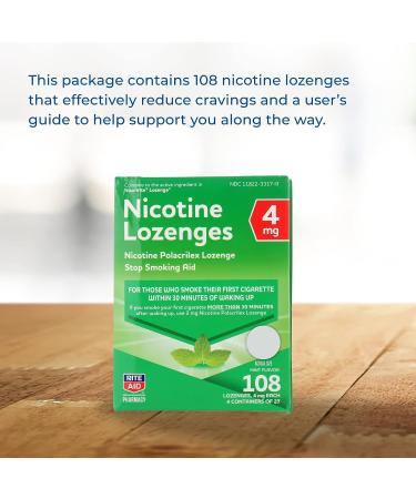 Rite Aid Mint Nicotine Lozenges 4mg - 108 Count | Quit Smoking Aid - Buy Online on GoSupps.com