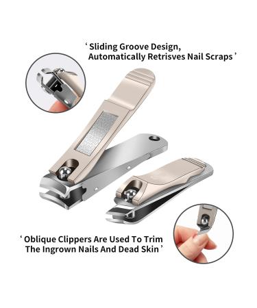 Eryu 5-Piece Stainless Steel Nail Clippers Set with Leather Travel Case - Professional Nail and Toenail Clippers for Thick Nails - Ideal Dad & Mom Gift - Brown - Buy Online on GoSupps.com