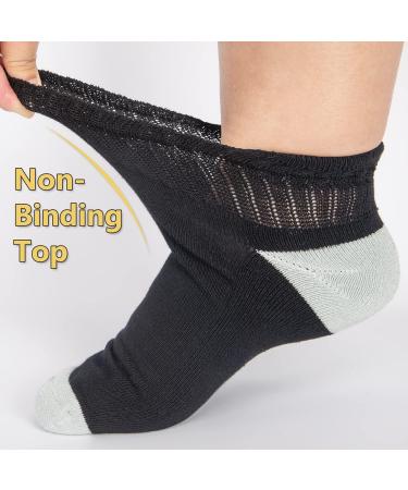 BampooPanPa 6 Pairs Bamboo Diabetic Ankle Socks for Women & Men 9-11 - Seamless Toe, Non-Binding Top, Cushioned Sole - 2 Black/2 White/2 Pink - Buy Online on GoSupps.com