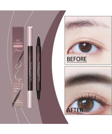 Eyebrow Pencil Waterproof 2in1 Eyebrow Pen Makeup Eye Pencil for Women Girls Beauty Makeup Cosmetics Dating Party Meeting - Buy Online on GoSupps.com