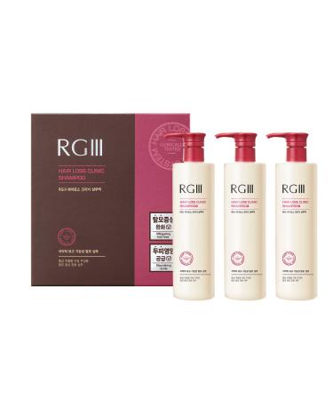 RGIII Hair Regeneration Clinic Shampoo with Purified Red Ginseng Saponin & 6 Naturally Derived Ingredients for Hair Loss/Regrowth/Strengthening/for both Men & Woman 3pc Set (17.58oz /ea x 3)