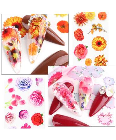 Colorful Flower Nail Foils - Nail Art Glue Transfer Decals for Acrylic Nails - 10 Sheets - Buy Online on GoSupps.com