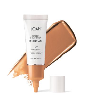 JOAH Beauty Perfect Complexion BB Cream with Hyaluronic Acid and Niaciminade Korean Makeup with Medium Buildable Coverage Evens Skin Tone Lightweight Semi Matte Finish Tan with Warm Undertones