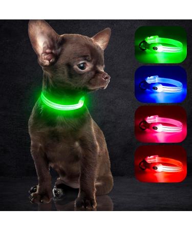YFBrite Luminous Dog Collar - USB Rechargeable LED Adjustable Neck Band for Dogs & Cats | Durable Flashing Collar for All Sizes (Green XS) - Buy Online on GoSupps.com