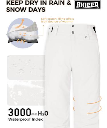 Skieer Men's Mountain Insulated Waterproof Snow Ski Pants - Large White - Buy Online on GoSupps.com