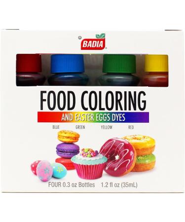 Badia Food Colouring (Blue Green Yellow Red) 8.8ml Each Bottle (35ml Total Coloring) (2-pack) - Buy Online on GoSupps.com