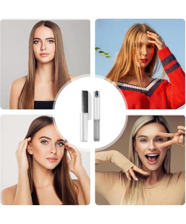 Small Hot Comb - Electric Hair Straightener Brush | Fast Heating 30s Rechargeable 1800mAh Negative Ion Technology LED Display for Wigs - International Shipping Available - Buy Online on GoSupps.com