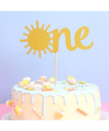 Cake Topper For Baby 1st Birthday - Single-sided Gold Glitter Sunshine One Birthday Cake Smash Topper Baby First Anniversary Shower Party Topper Photo Booth Props (gold18) - Buy Online on GoSupps.com
