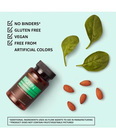 Amazon Elements Vegan Biotin 5000 mcg - Hair Skin Nails 130 Capsules (4 Month Supply) (Packaging May Vary) (Pack of 2) - Buy Online on GoSupps.com