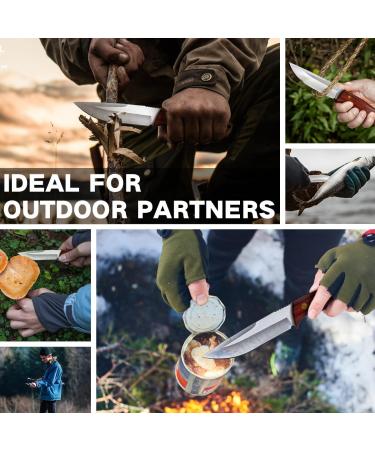 Coosnug D2 Sharp Survival Knife with Leather Bag - Ergonomic Rosewood Handle for Outdoor Camping - Buy Online on GoSupps.com