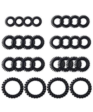 Tuuxi 28 pieces spiral hair rubber black telephone cable hair tubes trackless hair coil rubber bands pony tapper spool hair tie for women girls big size 5.5 cm small 2.5 cm