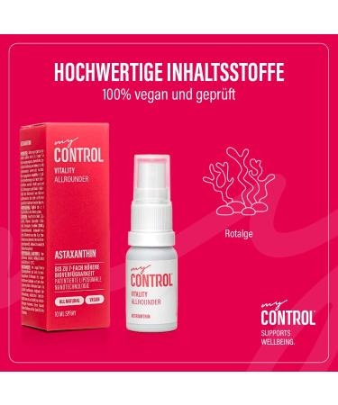 My Control Vitality Astaxanthin Spray | 10ml Natural Antioxidant | 7x Bioavailability | Vegan Cell & Organ Support | Easy Application - Buy Online on GoSupps.com