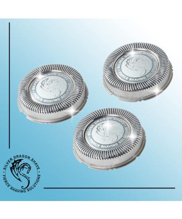 Silver Dragon Shave SH71 Replacement Heads - SH71/52 Shaving Blades Compatible with Philips Norelco Series 7000 (S7000) [round and angular shaped] & S5000 (S5588/81) [angular shaped only] Pack of 3 SH71 3 Pack