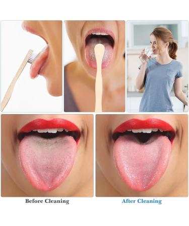 Scraper Bamboo Brush for Adults - Eco-Friendly Toothbrush Set (4pcs) for Deep Oral Cleaning - White - Buy Online on GoSupps.com