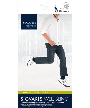 SIGVARIS Men's Casual Cotton Compression Socks 15-20mmHg - Black, Size 9-11 - Buy Online on GoSupps.com