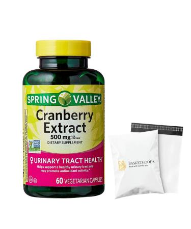 Spring Valley Cranberry Extract 500 mg - 60 Vegetarian Capsules - Set by Basket Goods