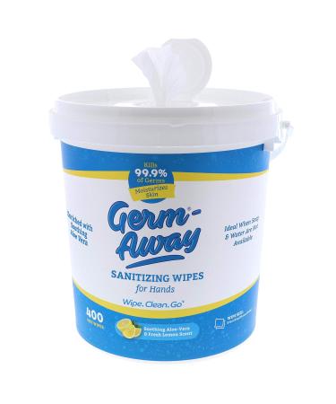 Germ-Away Antibacterial Hand Wipes | Compostable Cloth Bucket | Lemon Scent | 400 Count Pack - 1 Bucket - Buy Online on GoSupps.com