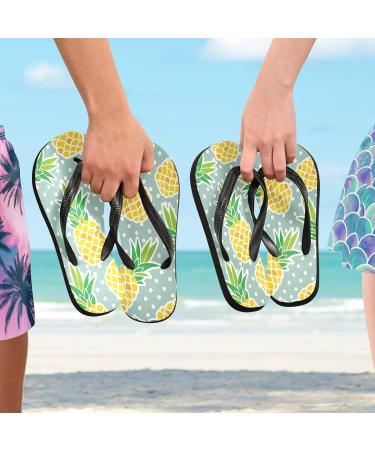 Mnsruu Pineapple Polka Dot Flip Flops - XXL Multicolor for Home Hotel Spa & Travel | Stylish & Comfortable for Women & Men - Buy Online on GoSupps.com