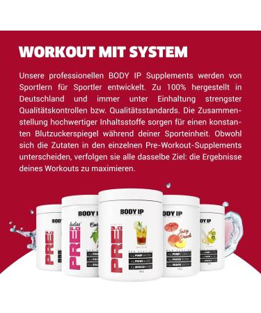 Body IP Perfect Pre 3.0 Green Apple - Vegan Pre Workout Shake | High-Dose Pump Booster | 20 Portions | Lactose-Free & Aspartame-Free | Made in Germany - Buy Online on GoSupps.com