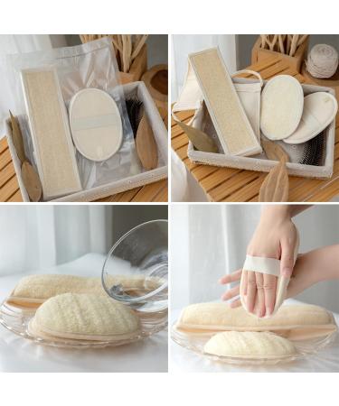 RECKODOR 3 in 1 Natural Loofah Exfoliating Body Scrubber Set for Women and Men - Deep Clean & Vitalize Your Skin - Includes Back Scrubber and 2 Large Loofah Pads - Ideal for Sensitive Skin - Buy Online on GoSupps.com