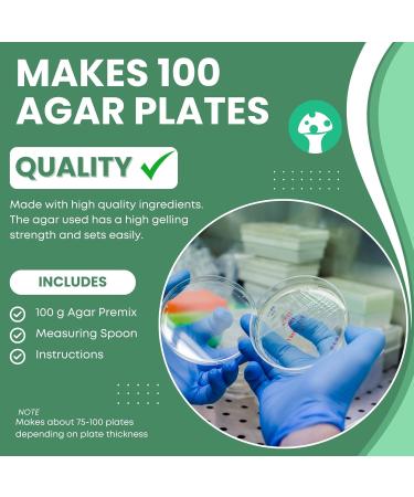 Malt Extract Agar (MEA) Premix (100 Grams) | MEA Premix Makes 100 Agar Plates | Agar Premix for Mushroom Mycelium | Make Agar Petri Dishes for Mycology - Buy Online on GoSupps.com
