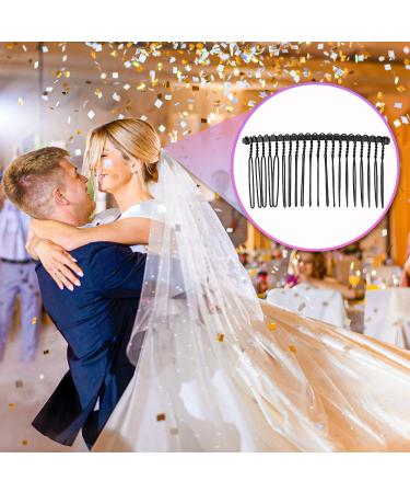 5 Piece 20 Teeth Metal Hair Side Combs for Women - Black Large Hair Comb for Bridal Veil & Wedding - Flat Iron Comb Attachment - Buy Online on GoSupps.com