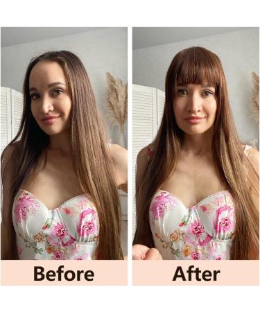 Bang Wig Human Hair Bangs 3 Clips 3D Blunt Cut Natural Hair Bangs OverHead Clip in Hair Extensions Non-Remy 2.5"x4.5" Black Brown Blonde Wigs with Bangs(Color:Medium Brown 06) - Buy Online on GoSupps.com