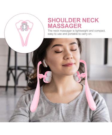 Healvian Neck Massage Roller - Shiatsu Deep Tissue Trigger Point Relief | Manual Self Muscle Massage Device for Neck & Shoulders - Pink - Buy Online on GoSupps.com
