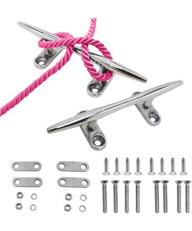 SHENGHUISS 8 inch Boat Dock Cleat Stainless Steel 316 - 4 Pack | Marine Deck Rope Cleats with Fasteners - 2 Pack - Buy Online on GoSupps.com