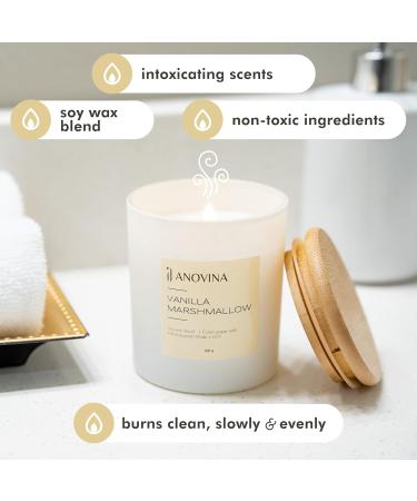 Anovina Vanilla Scented Candle Gift Box | Non-Toxic Hand Poured Candles in Glass Jar | Perfect Scented Gift for Mom | USA Made Vanilla Marshmallow Aroma - Buy Online on GoSupps.com