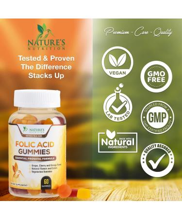 Folic Acid Gummies for Women 400mcg - Essential Prenatal Support for Mom and Baby - Chewable Folate Supplement for Pregnancy - 60 Gummies - Buy Online on GoSupps.com
