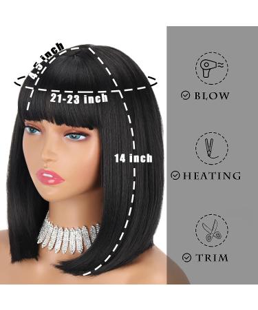 LINGHANG Short Black Bob Wig with Bangs - Natural Looking Heat Resistant Synthetic Wig for Women - Perfect for Halloween and Parties - Buy Online on GoSupps.com