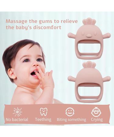 Silicone Baby Teether Toy for Infants 3+ Months | BPA Free Chew Toys for Teething Relief | 2pcs Silicone Glove Teether Set in Rose Pink - Buy Online on GoSupps.com
