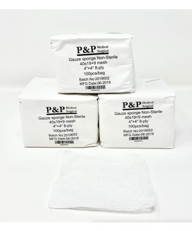 Gauze Surgical Sponges Cotton Non STERILE Woven 8-ply High Grade Quality 4"x4" Class I(a) All Purpose Pads Box of 1 000