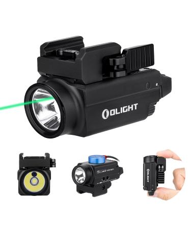 OLIGHT Baldr S 800 Lumens Compact Rail Mount Weaponlight with Green Beam and White LED Combo, Magnetic USB Rechargeable Tactical Flashlight with 1913 or GL Rail, Battery Included Black