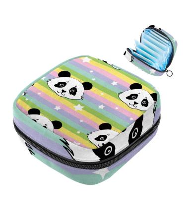 Menstruation pad bag with zipper women's napkin bag tampons collection bags for women and girls (colorful rainbow strips panda stars) Color 7