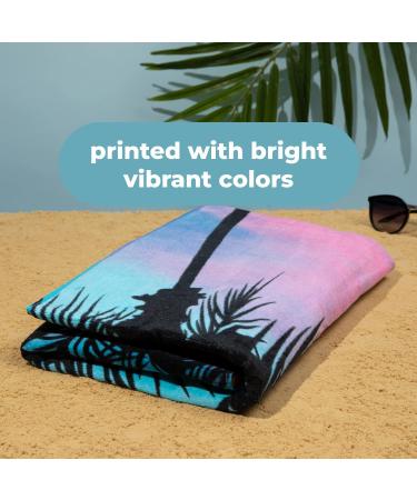 Dawhud Direct Palm Tree Sunset Beach Towel - 30 x 60 Super Soft Plush Cotton Towel for Women, Girls, Men, Kids, and Dogs - Multicolor Print - Buy Online on GoSupps.com