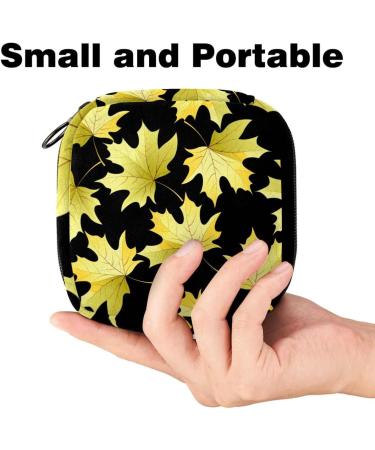 Portable Storage Bags for Women's Bandages & Menstrual Products | Yellow Leaves Design | Multicolored Holders for School & Office - Buy Online on GoSupps.com