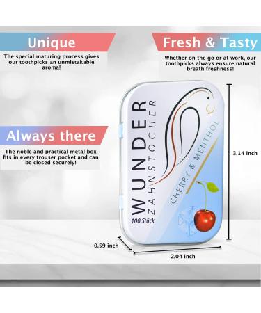 Flavoured Toothpicks: Stop Nail Biting, Fresh Breath & Teeth Cleaning To Go - Sugar-Free Vegan Cherry/Menthol - Wonder Toothpick - Buy Online on GoSupps.com