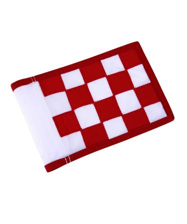 Golf Flag,Green Golf Flags,Solid Nylon and Checkered Training Golf Putting Green Flags, Indoor Outdoor Backyard Garden Portable Golf Target Flags,8.7inch*6inch (White-Red)