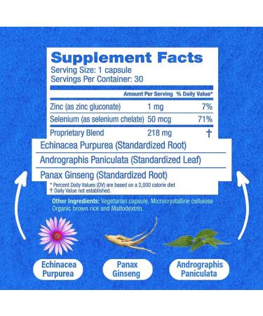 HybridCR Rapid Immune Boost Defense | 5-In-1 Immune Support Supplement with Zinc, Echinacea, Andrographis, Ginseng, Selenium | Pharmacist Formulated | 30 Veggie Caps - Buy Online on GoSupps.com
