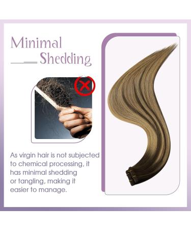 FSHINE Intact Hair Tape Extensions 35cm - 10 Piece Virgin Real Hair Dark Brown to Caramel Blonde Highlights Natural Look for Women - 20g Band In Hair #BM 5 - Buy Online on GoSupps.com