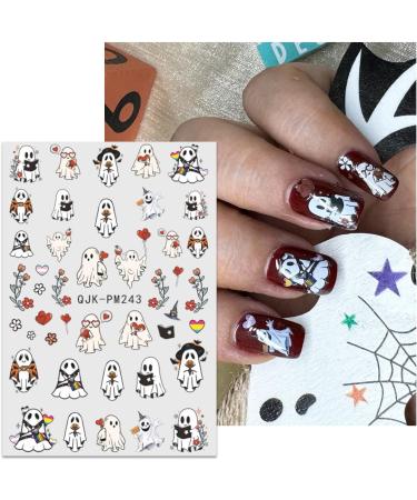 Halloween Nail Stickers 12 Sheets Self-Adhesive Nail Decal Cobweb Ghosts Pumpkin Nail Art Decoration Design Supplies - Buy Online on GoSupps.com