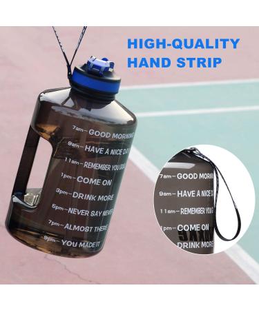 SLUXKE 1 Gallon Water Bottle with Time Marker and Straw - BPA Free 128oz Leak Proof Jug with Handle and Silicone Nozzle - Black - Buy Online on GoSupps.com