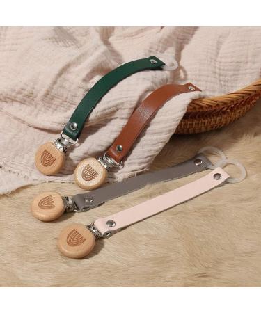 Real Leather Baby Pacifier Clip Chain | Rainbow Nipple Holder & Metal Dummy Clip | Ideal for Baby Gym Set - Buy Online on GoSupps.com