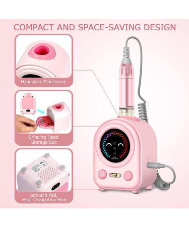 Madenia Electric Nail Drill 35000RPM Professional Electric Gel Manicure Quiet Cute Portable e File for Acrylic Nails Gel Adjustable Speed Electric Manicure and Pedicure Set with 4 Drill Bits Pink MJJ-222 222-pink - Buy Online on GoSupps.com