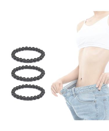 3/5/8/10 pieces of anti-swelling of black obsidian slimming foot chains lymphatic drainage natural magnetic therapy Obsidian-pearl bracelet foot chain anti-varicose footket (3 pieces)